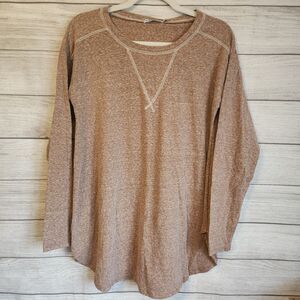 Culture C.O.D.E S Boho Cozy Soft Lounge Minimalist Tunic Top Neutral
